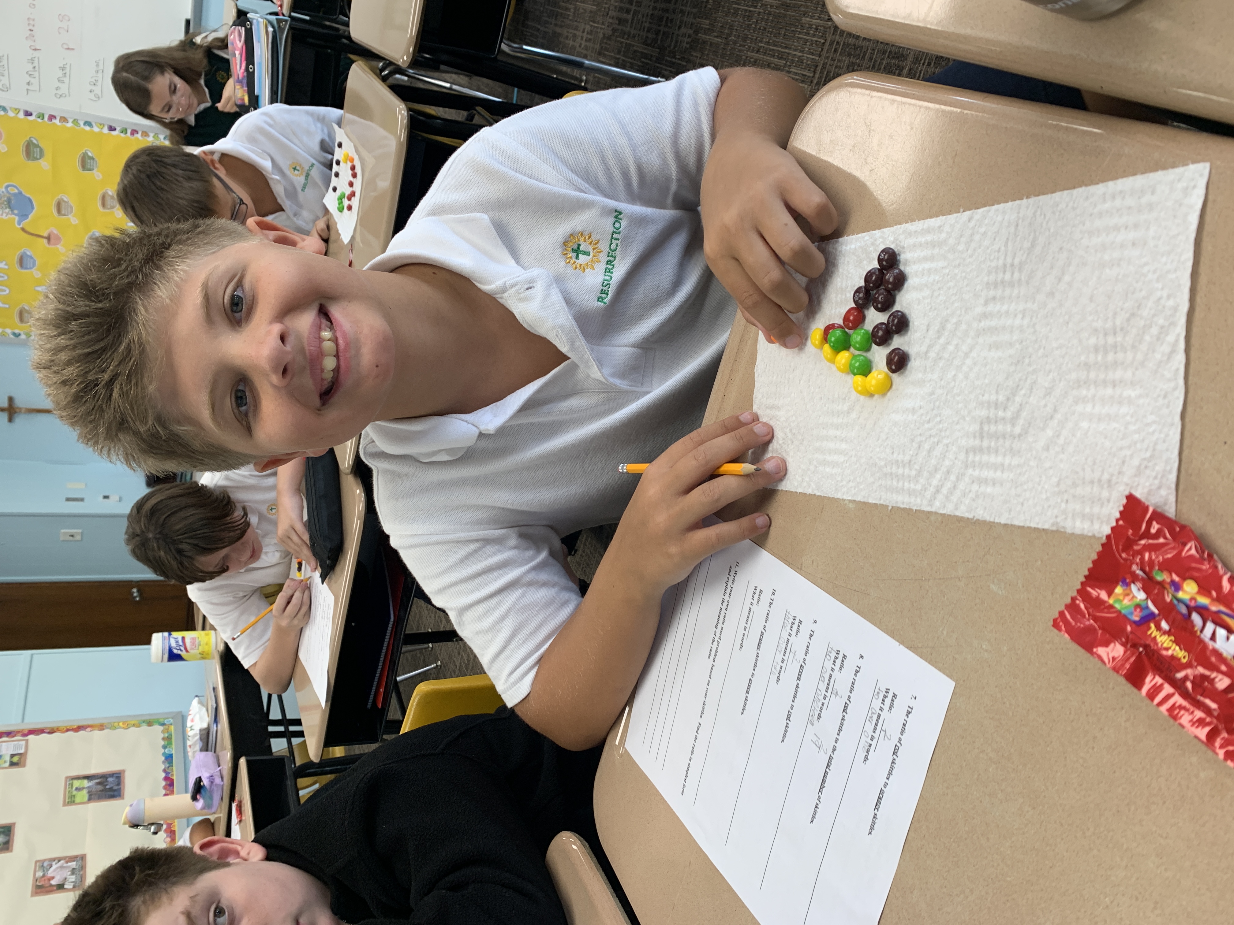 Students working together on math